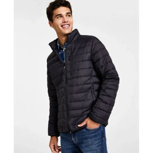 Club Room Men's Quilted Packable Puffer Jacket Black Size XXL